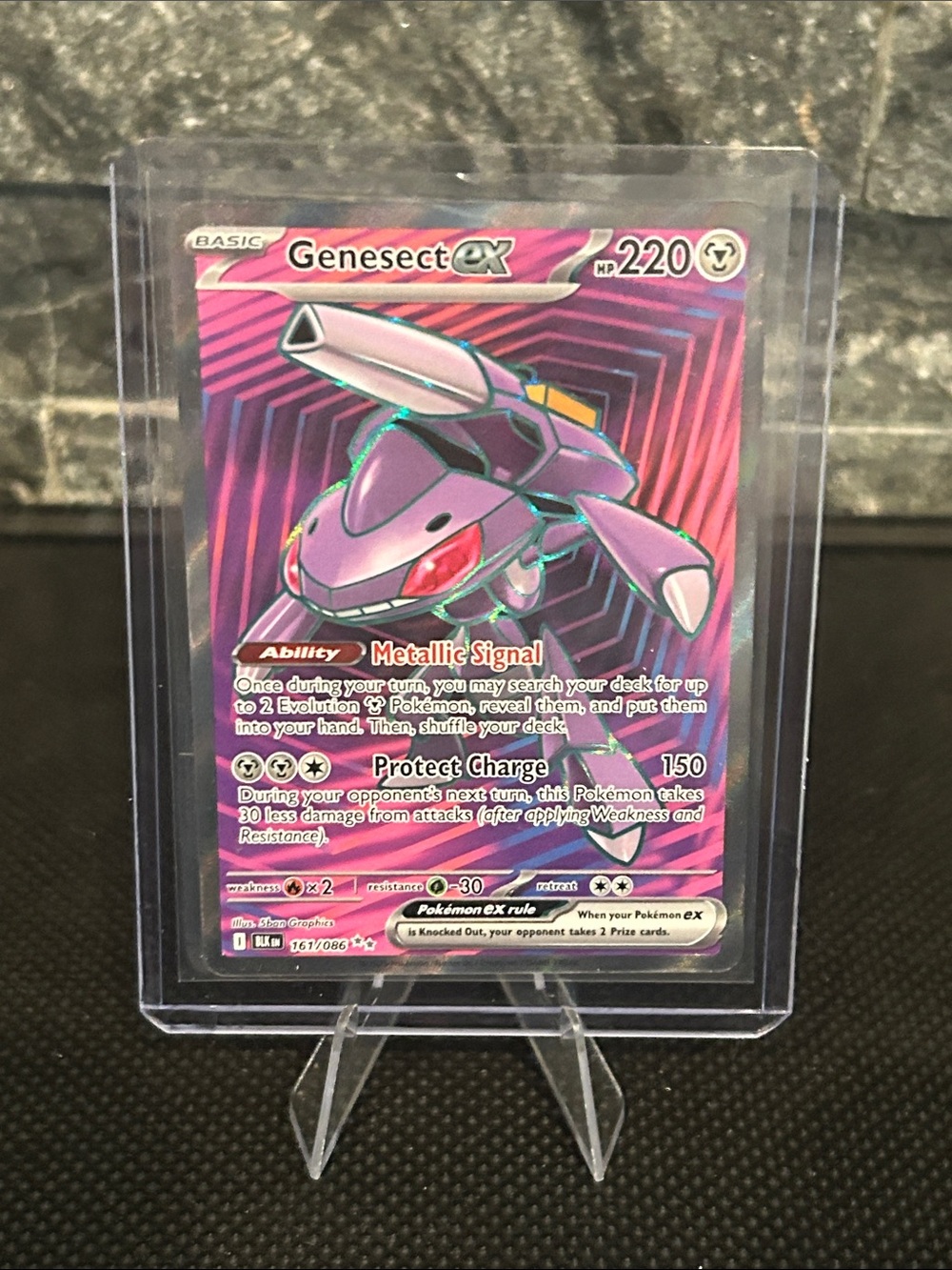 Pokemon Genesect EX 161/086 Full Art Holo‎ Card from The Black Bolt Set M/NM